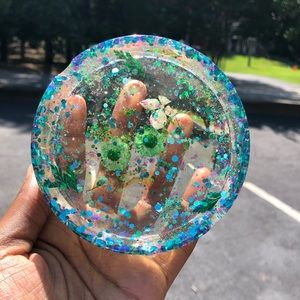 Blue glitter flower Ashtray